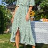 Dress for Women Maxi Dresses Off Shoulder Ditsy Floral Print Short Sleeve Frill A Line Dress