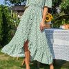 Dress for Women Maxi Dresses Off Shoulder Ditsy Floral Print Short Sleeve Frill A Line Dress